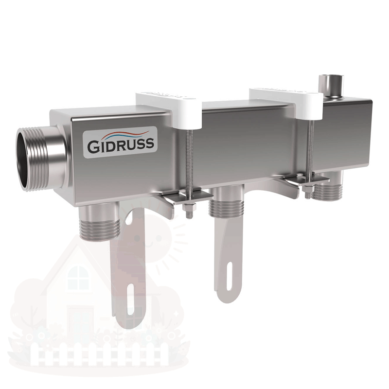 Купить Коллектор распределительный нержавеющий Gidruss DMSS-32-25х3 1 1/4" 3 контура — фото товара в каталоге