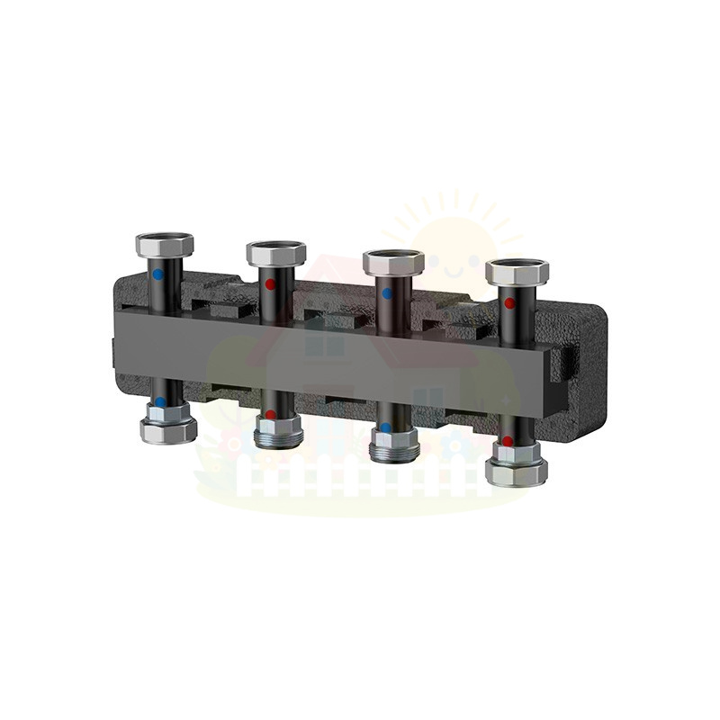 Инженерная сантехника Коллектор распределительный Varmega V-Flow 1 1/2"х1 1/2" стальной 3 контура в термоизоляции — детальное фото