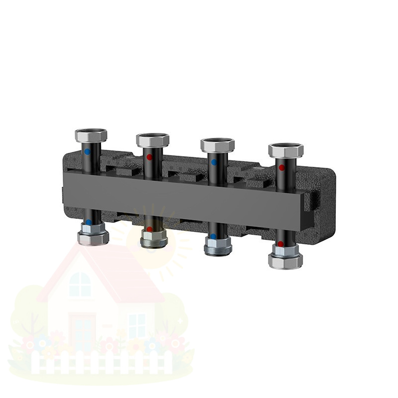 Купить Коллектор распределительный Varmega V-Flow 1 1/2"х1 1/2" стальной 3 контура в термоизоляции — фото товара в каталоге