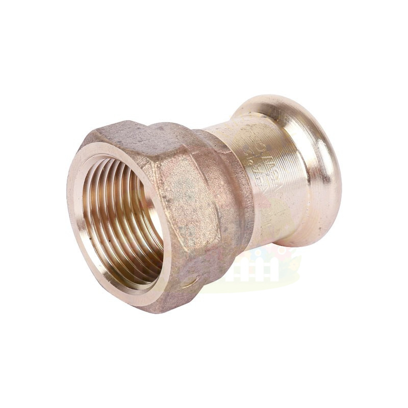 Инженерная сантехника Муфта Sanha 15x1/2" мм с ВР резьбой бронзовая под пресс арт.182701512 — детальное фото