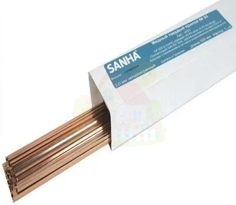 Инженерная сантехника Припой твердый Sanha в штангах 2 мм L-CuP6, коробка 1 кг, 2mm, для медных труб под пайку арт. 84939 — детальное фото