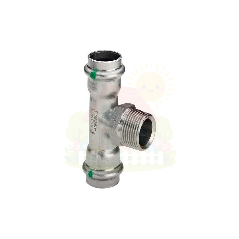 Инженерная сантехника Тройник пресс наружная резьба Viega Sanpress Inox 18х3/4"х18 из нержавейки (арт. 445973) серия 2317.1 — детальное фото