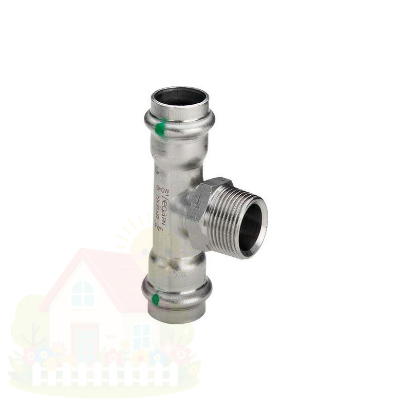 Купить Тройник пресс наружная резьба Viega Sanpress Inox 28х3/4"х28 из нержавейки (арт. 445997) серия 2317.1 — фото товара в каталоге