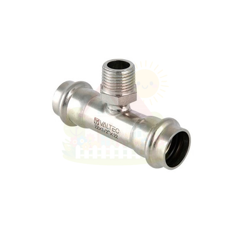 Инженерная сантехника Тройник Valtec наружная резьба VT.INOX-PRESS 28x1" из нержавейки (арт.VTi.933.I.280628) — детальное фото