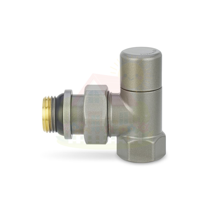 Инженерная сантехника Клапан запорный радиаторный угловой Varmega 1/2"х3/4"EK резьба НР/НР, цвет серый — детальное фото