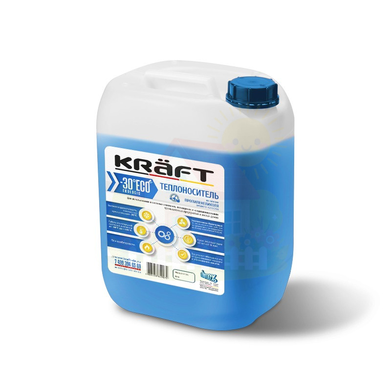 Инженерная сантехника Теплоноситель Kraft Eco Prof -30 10 кг канистра (Пропиленгликоль) — детальное фото