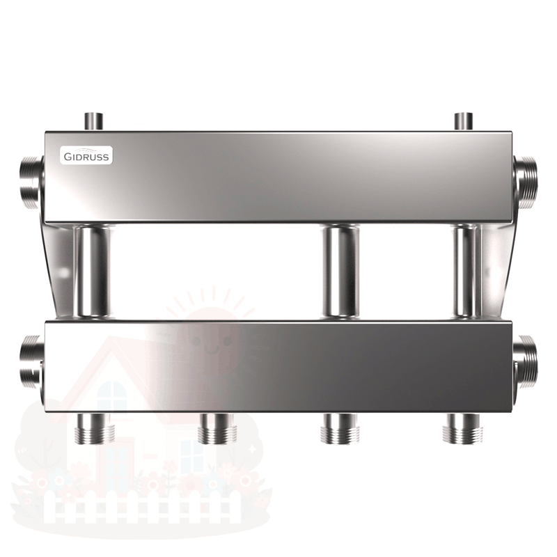 Купить Коллектор нержавеющий модульный Gidruss MKSS-150-2х32 до 150 кВт 1 1/2" 3 контура — фото товара в каталоге