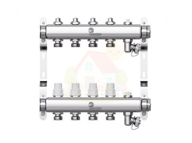 Инженерная сантехника Коллектор с регулирующими вентилями Wester W903 1"x3/4" 6 контуров — детальное фото