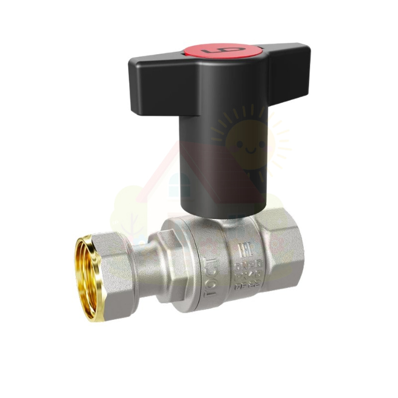Инженерная сантехника Кран шаровой LD с НГ гайкой 1/2" Т-образная ручка красная — детальное фото