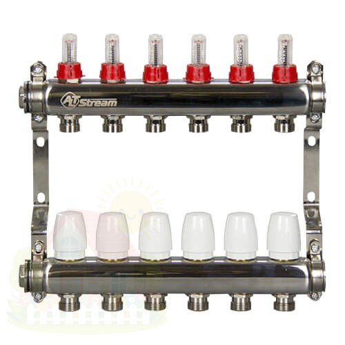Купить Коллекторная группа Altstream 1 1/4"x3/4" с расходомерами 2 контура — фото товара в каталоге