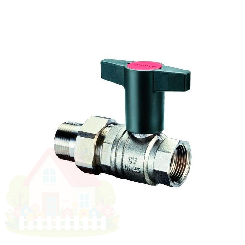 Купить Кран шаровый с американкой Oventrop Optibal 1"1/4 НР/BР c высокой Т-ручкой (арт.1075710) — фото товара в каталоге