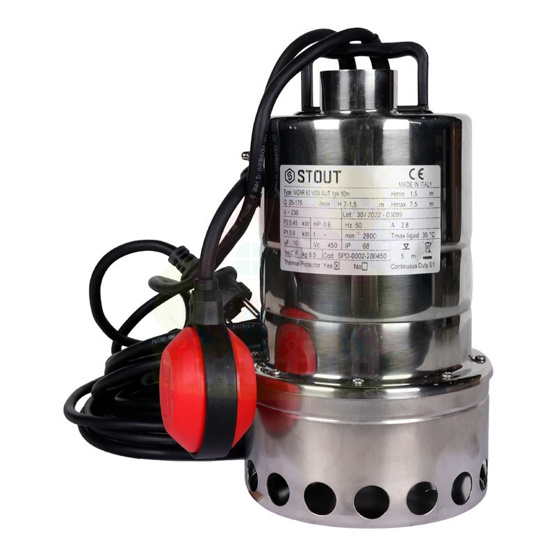Инженерная сантехника Насос дренажный Stout SPD-0002-200450 с поплавком кабель 10 м. — детальное фото