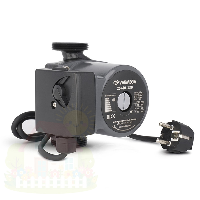 Купить Циркуляционный насос Varmega VMCP01 25/40-130, без гаек, с кабелем — фото товара в каталоге