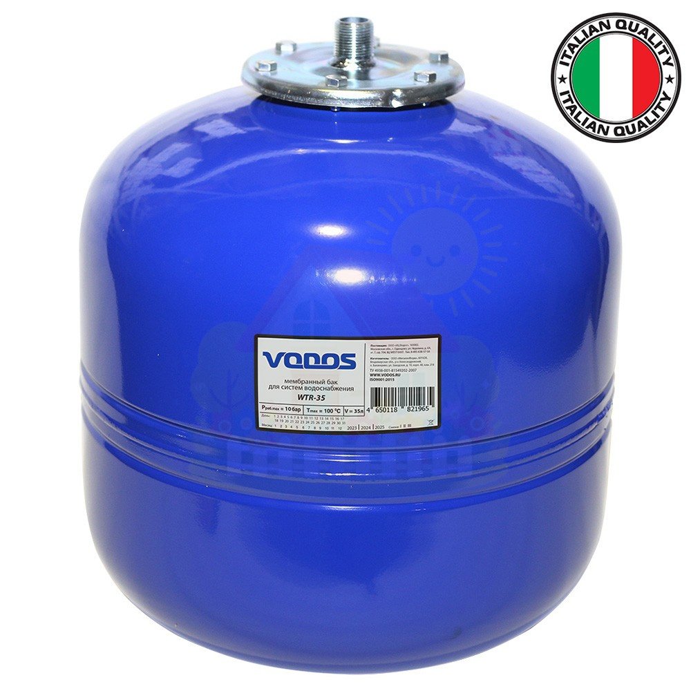 Инженерная сантехника Гидроаккумулятор Vodos WTR 35 литров (мембрана SE.FA Italy) — детальное фото