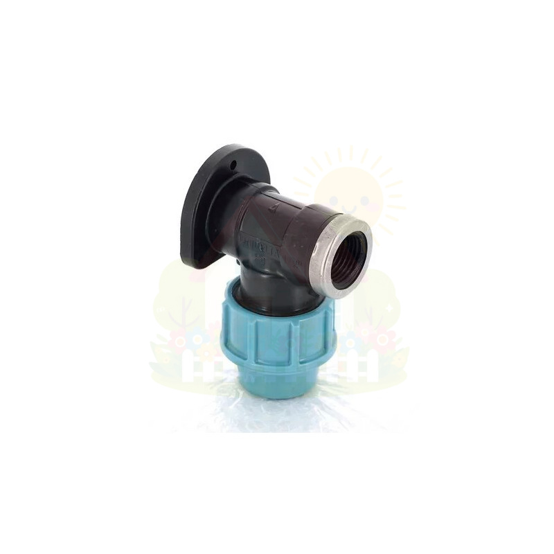 Инженерная сантехника Угол с креплением Unidelta 25x3/4″ с ВР резьбой для труб ПНД — детальное фото