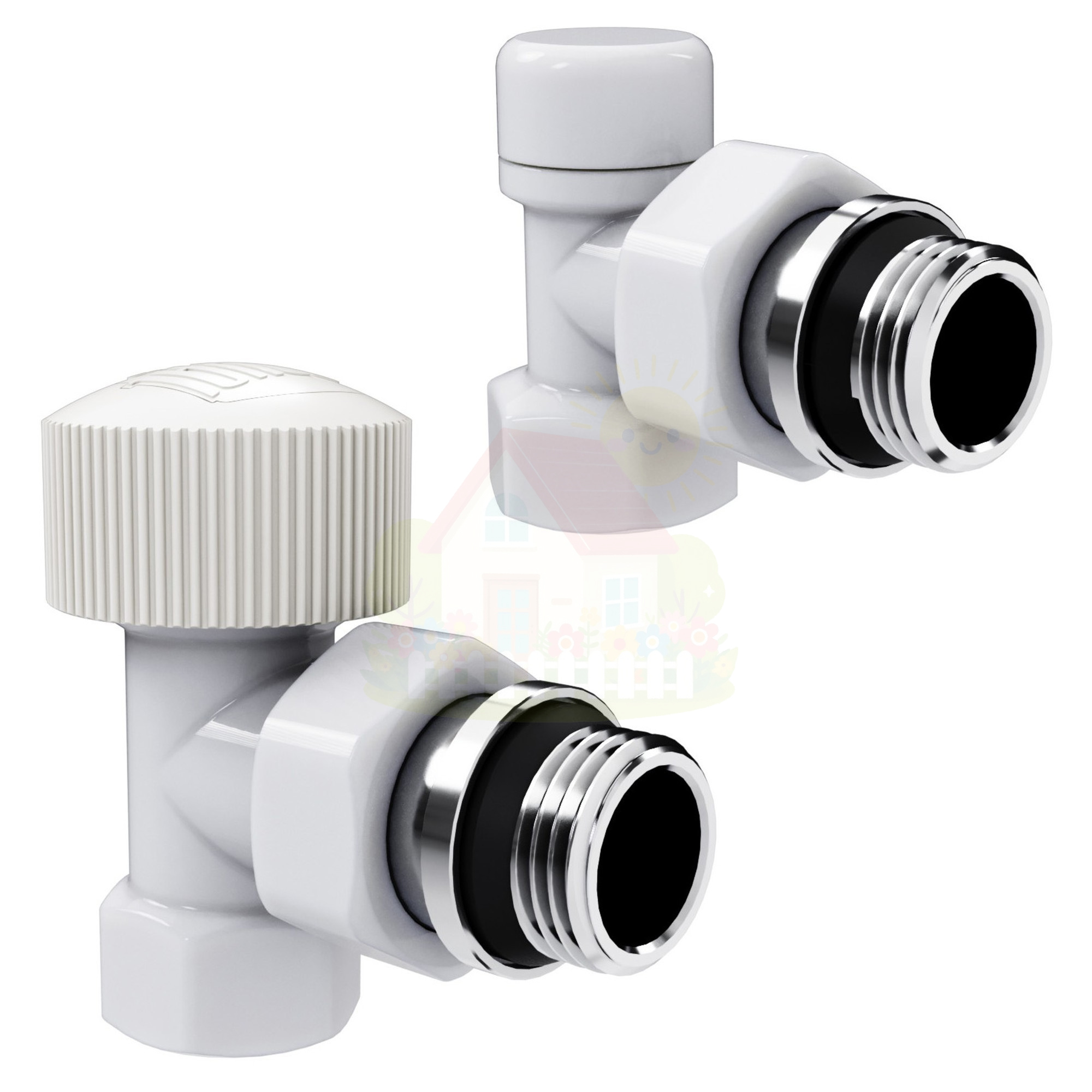 Инженерная сантехника Набор термостатический угловой Royal Thermo Design 1/2"М30х1,5 (Белый) — детальное фото