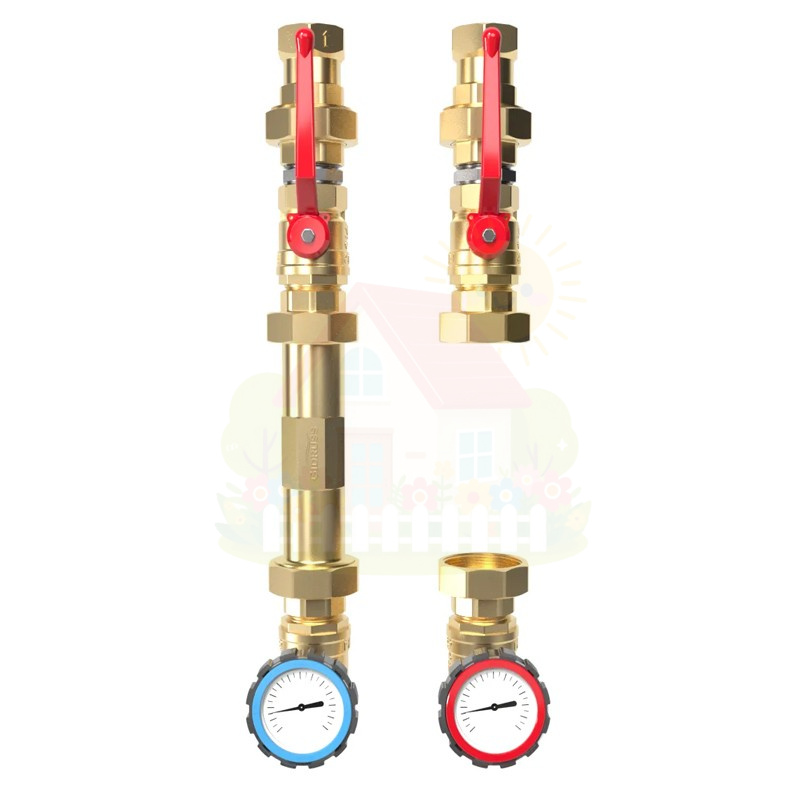 Инженерная сантехника Насосная группа прямая GIDRUSS NG 32000 25 1 1/4" краны Gidruss с термометрами — детальное фото