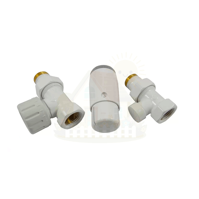 Инженерная сантехника Комплект радиаторный прямой Delta Mini 1/2" с термоголовкой М30x1.5 белый — детальное фото