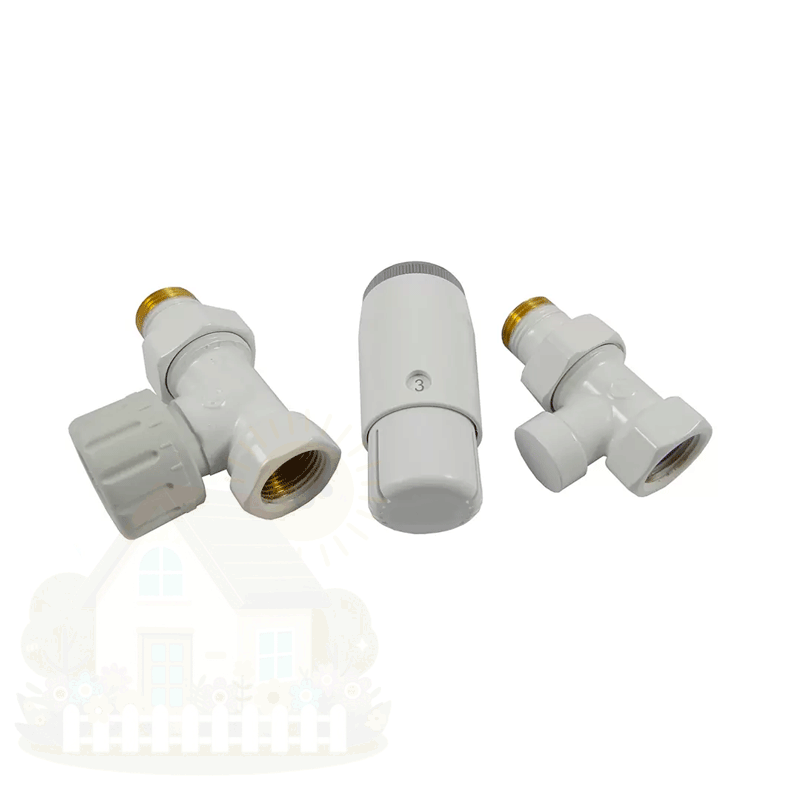 Купить Комплект радиаторный прямой Delta Mini 1/2" с термоголовкой М30x1.5 белый — фото товара в каталоге