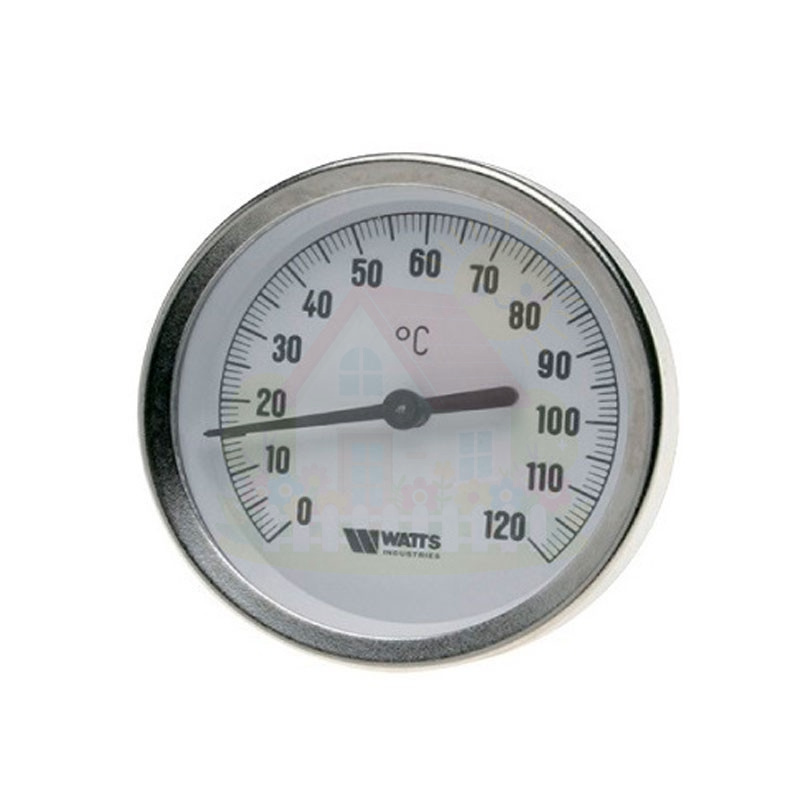 Инженерная сантехника Термометр биметаллический Watts F+R801 (1/2" 120С°.) с погружной гильзой 63х50мм — детальное фото