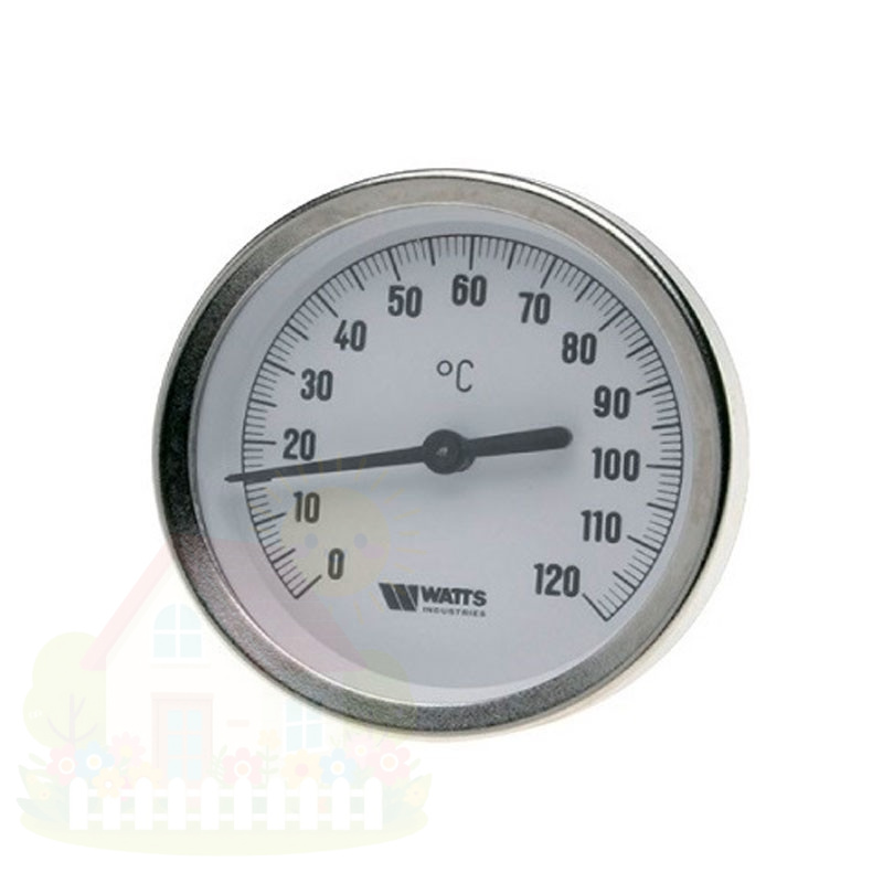 Купить Термометр биметаллический Watts F+R801 (1/2" 120С°.) с погружной гильзой 80х50мм — фото товара в каталоге