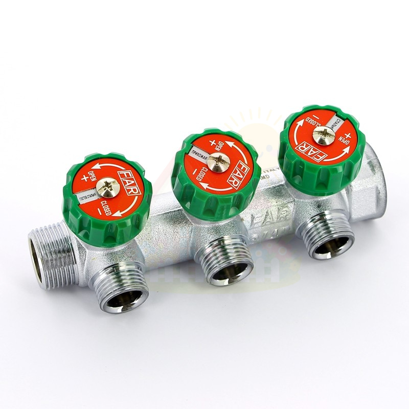 Инженерная сантехника Коллектор FAR 3/4"X1/2 на 2 выхода плоское уплотнение — детальное фото