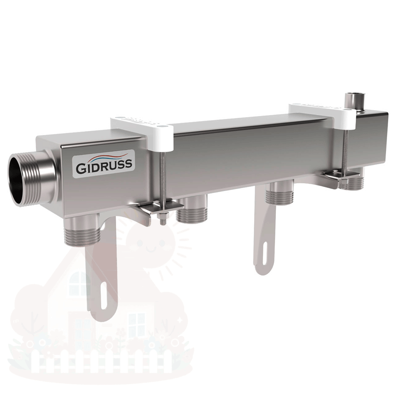 Купить Коллектор распределительный нержавеющий Gidruss DMSS-32-25х4 1 1/4" 4 контура — фото товара в каталоге
