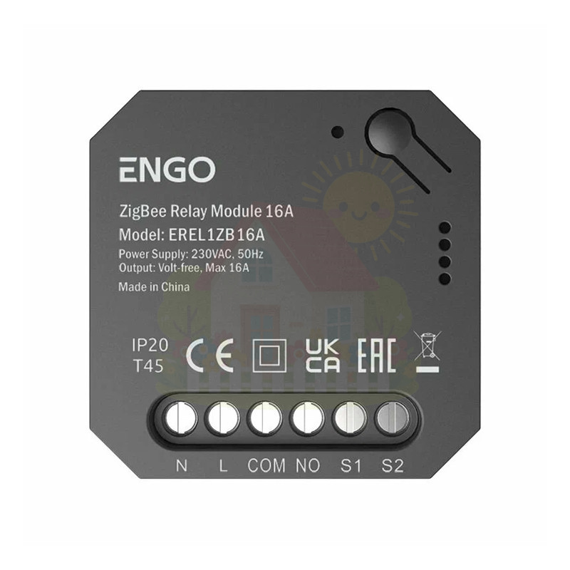 Инженерная сантехника Реле ENGO Zigbee 1х16А выход NO-COM на батарейках — детальное фото