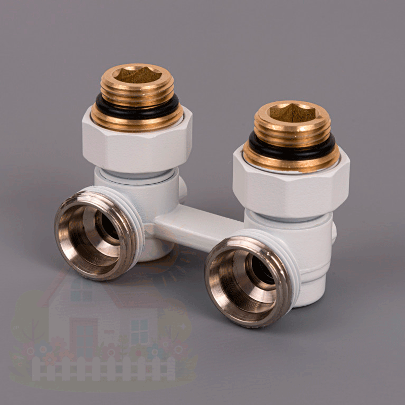 Купить Узел нижнего подключения угловой Delta 3/4"x1/2" D=50 мм белый RAL 9016 — фото товара в каталоге