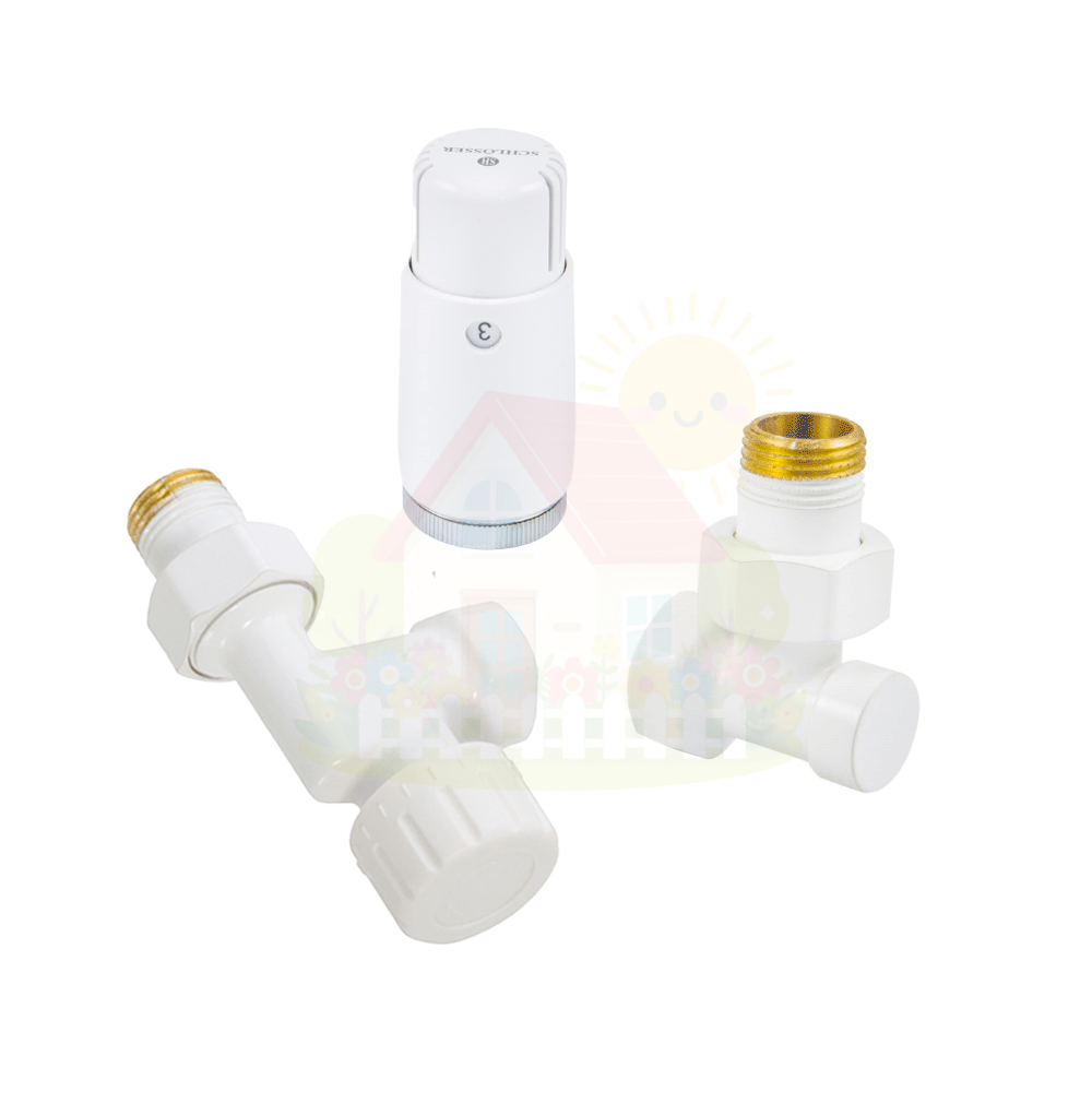 Инженерная сантехника Комплект подключения SCHLOSSER STANDARD MINI 1/2" осевой белый с термоголовкой MINI — детальное фото