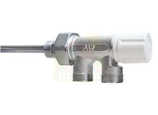 Инженерная сантехника FAR 1/2" Терморегулирующий хромированный узел, с зондом, нижнего подключения, для однотрубных систем — детальное фото