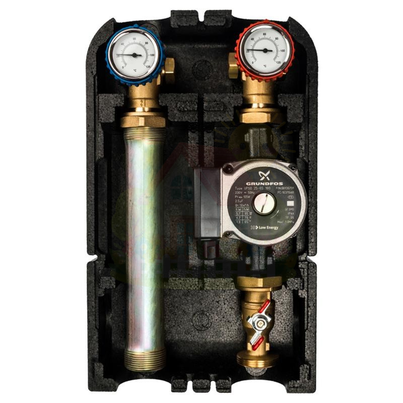 Инженерная сантехника Насосная группа с прямым контуром 1" с насосом Grundfos UPSO 25-65 в теплоизоляции, 35kW [DT10°C] Stout — детальное фото