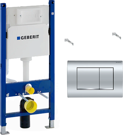 Купить Инсталляция для унитаза Geberit Duofix Delta (458.163.21.1) 3 в одном прямоугольная кнопка — фото товара в каталоге
