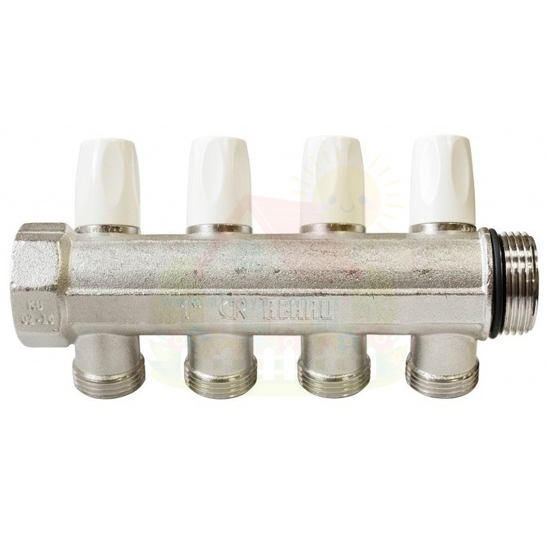 Инженерная сантехника Распределительный коллектор Rehau 1"x3/4" -4 отвода евроконус — детальное фото