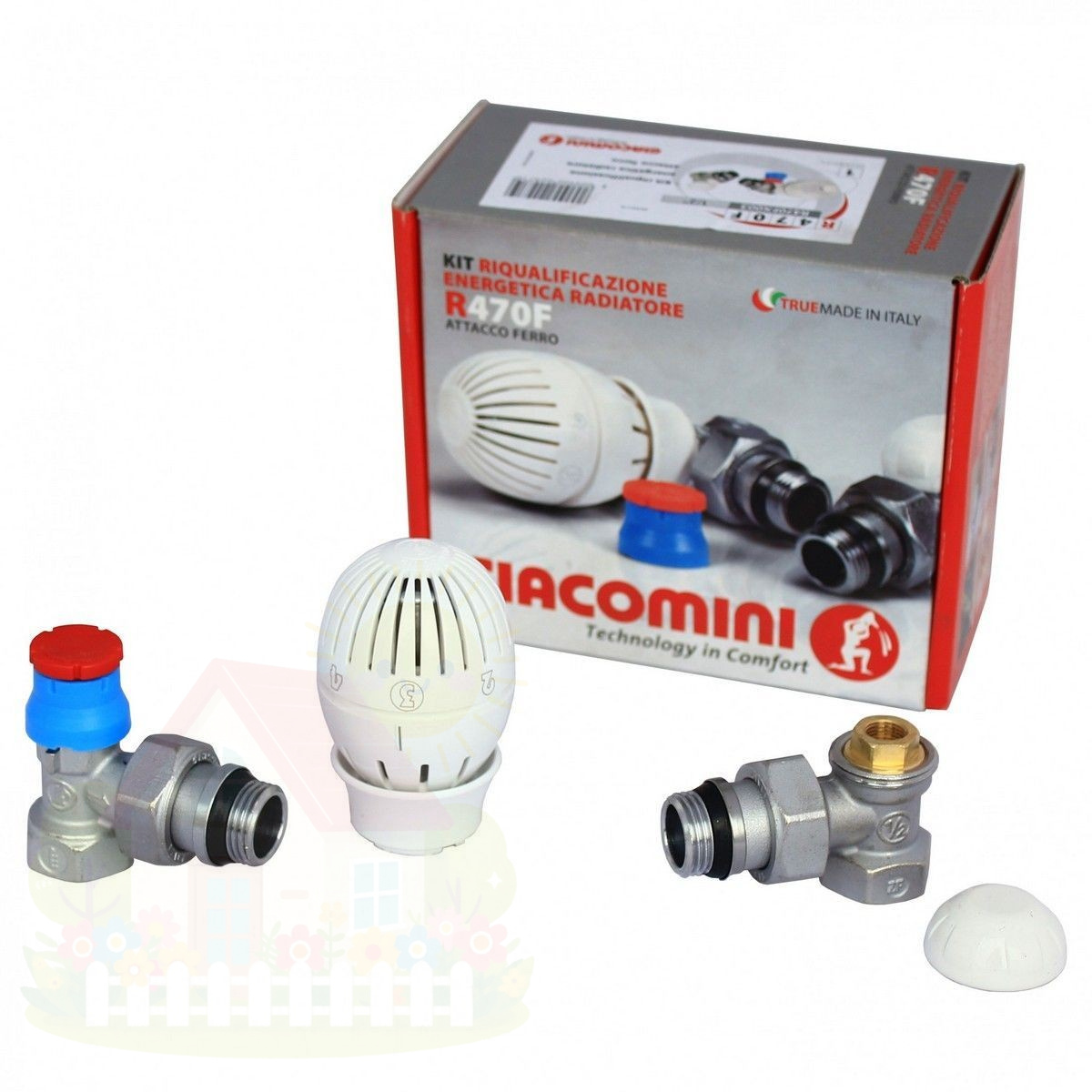 Купить Комплект термостатический Giacomini R470F 1/2" угловой для радиатора арт. R470FX003 — фото товара в каталоге