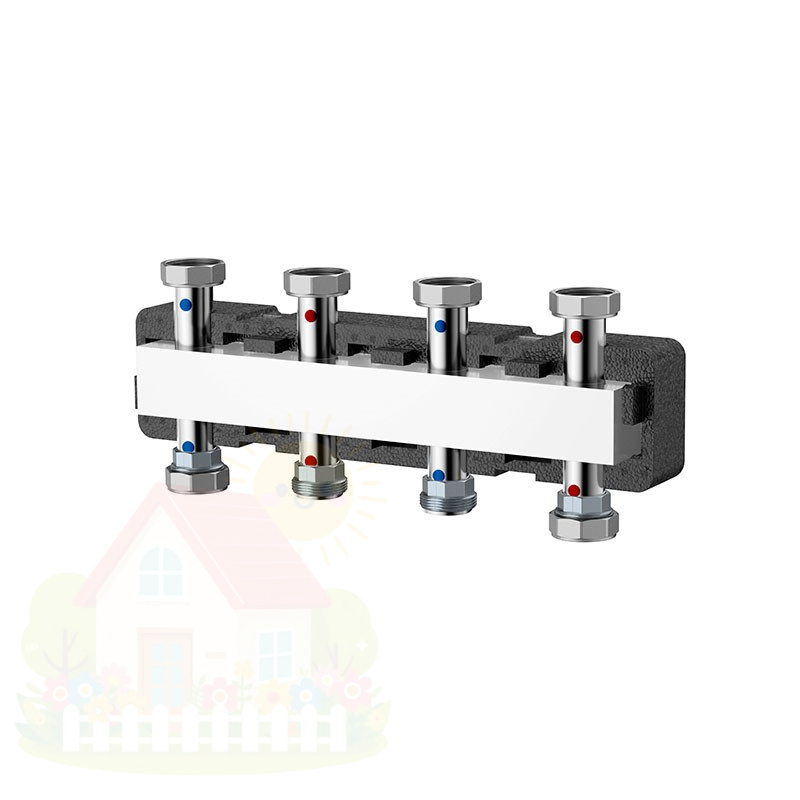 Купить Коллектор распределительный Varmega V-Flow 1 1/2"х1 1/2" нержавеющая сталь 3 контура в термоизоляции — фото товара в каталоге