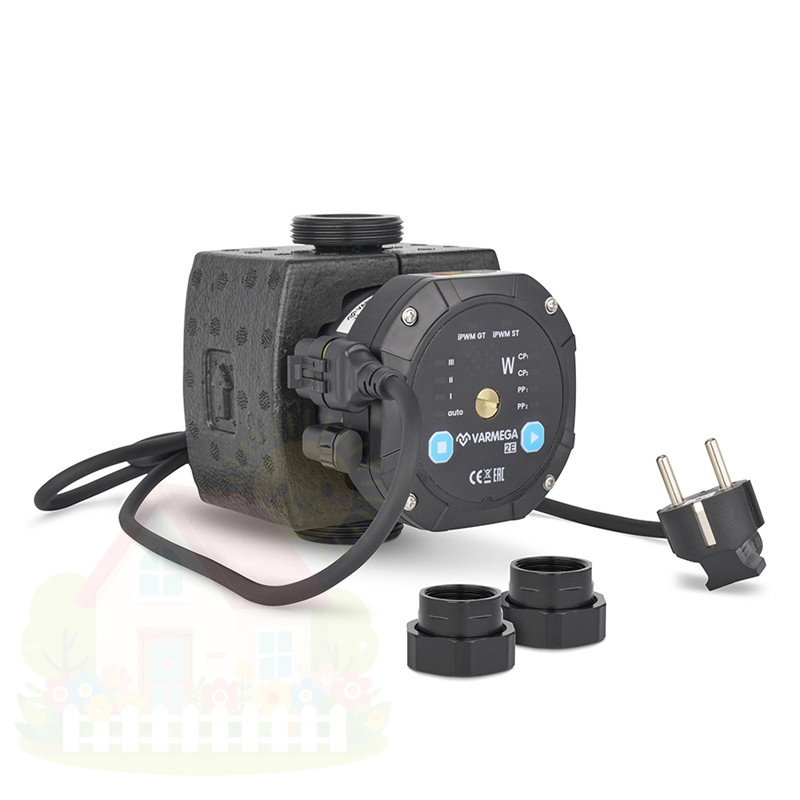 Купить Энергоэффективный циркуляционный насос Varmega VMCP02 PRO 25/40-130, с гайками и кабелем, с частотным регулированием — фото товара в каталоге