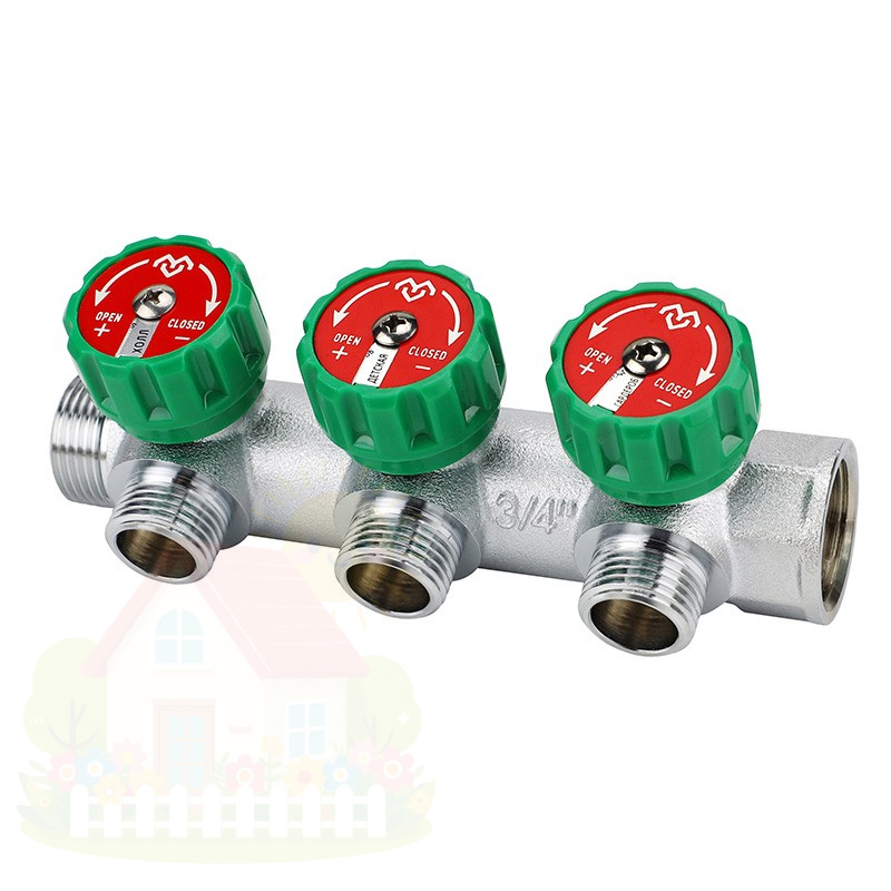 Купить Коллектор регулирующий Varmega 3/4"х3/4"ЕК хромированный 4 выхода — фото товара в каталоге