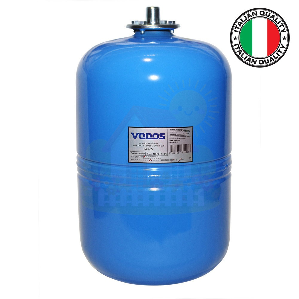 Инженерная сантехника Гидроаккумулятор Vodos WTR 24 литра (мембрана SE.FA Italy) — детальное фото