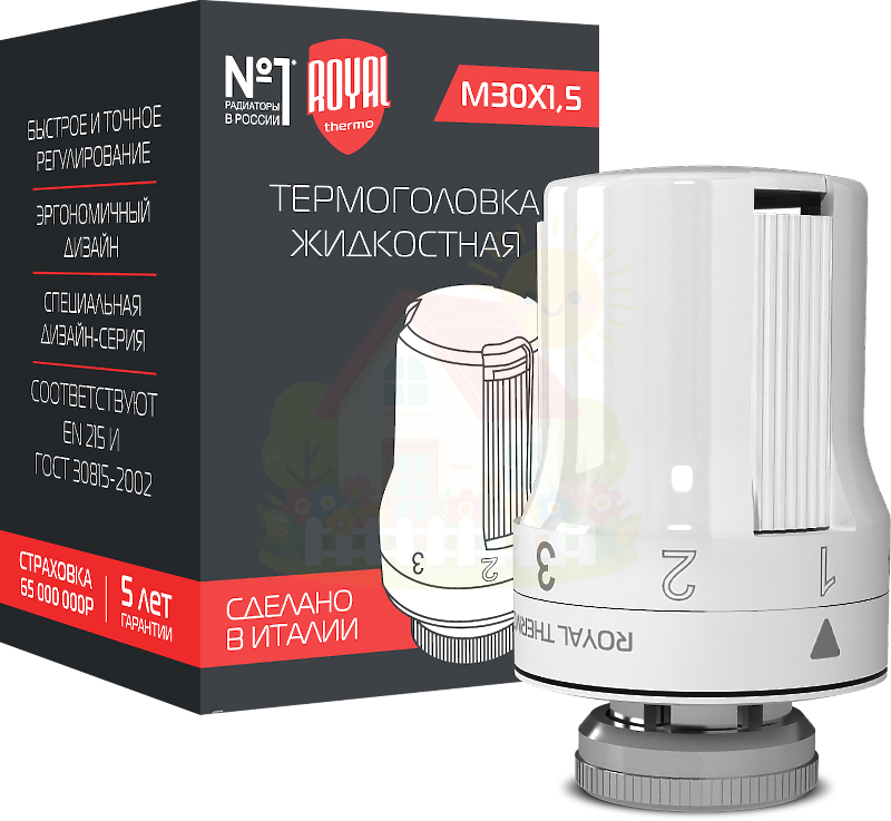 Инженерная сантехника Термоголовка жидкостная Royal Thermo, M30 x 1,5 (белый) — детальное фото