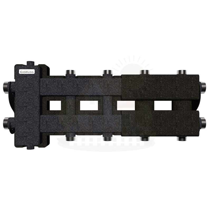 Инженерная сантехника Коллектор Gidruss BM-80-5DU EPP до 80 кВт 1 1/4"-1" 4 контура EPP термоизоляция — детальное фото