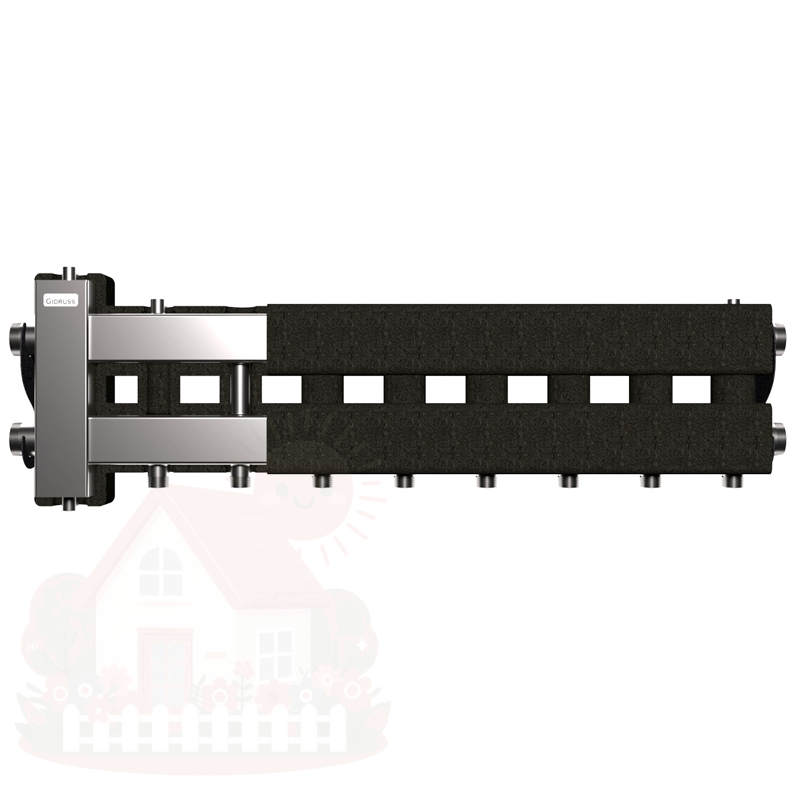 Купить Коллектор нержавеющий Gidruss BMSS-80-5D EPP до 80 кВт 1 1/4"-1" 5 контуров EPP термоизоляция — фото товара в каталоге