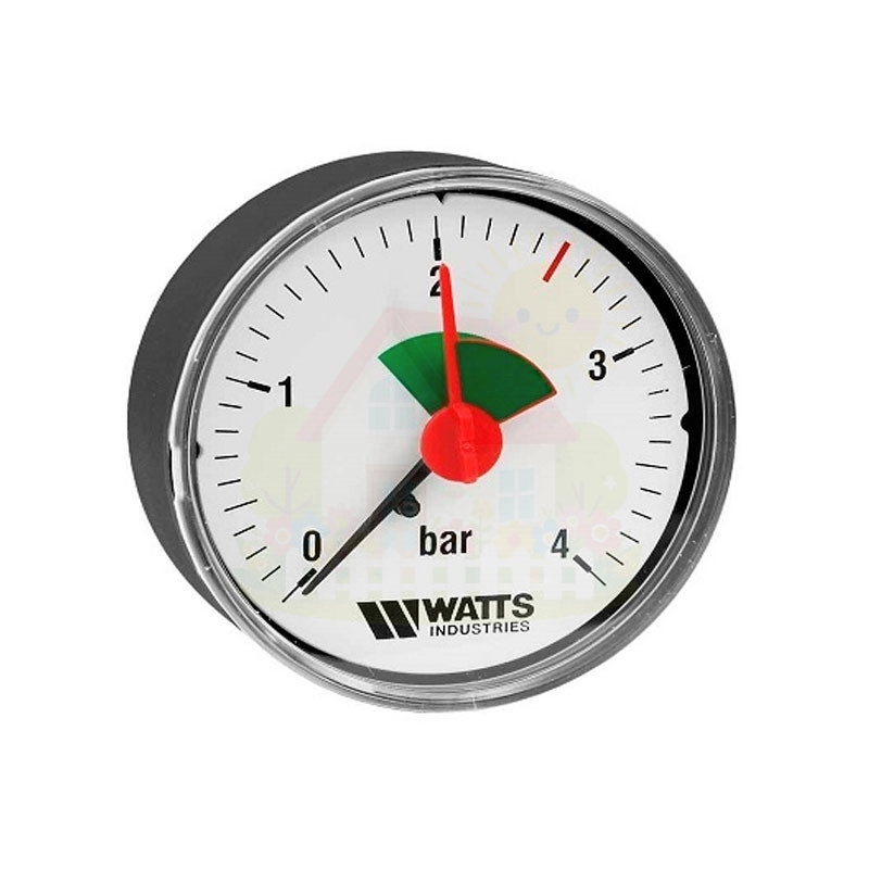 Инженерная сантехника Манометр аксиальный Watts F+R101 (1/4" 4 бар 50 мм.) с указателем предела — детальное фото