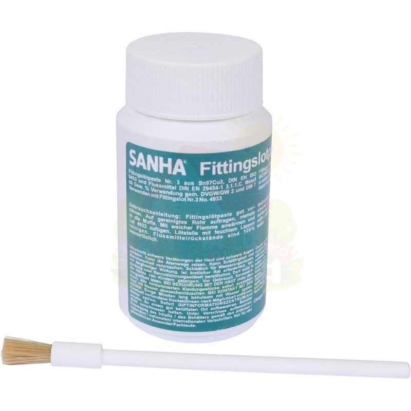 Инженерная сантехника Флюс для мягкой пайки Sanha  с доб.припоя Нр.3, 250 г, для медных труб под пайку арт. 84943 — детальное фото