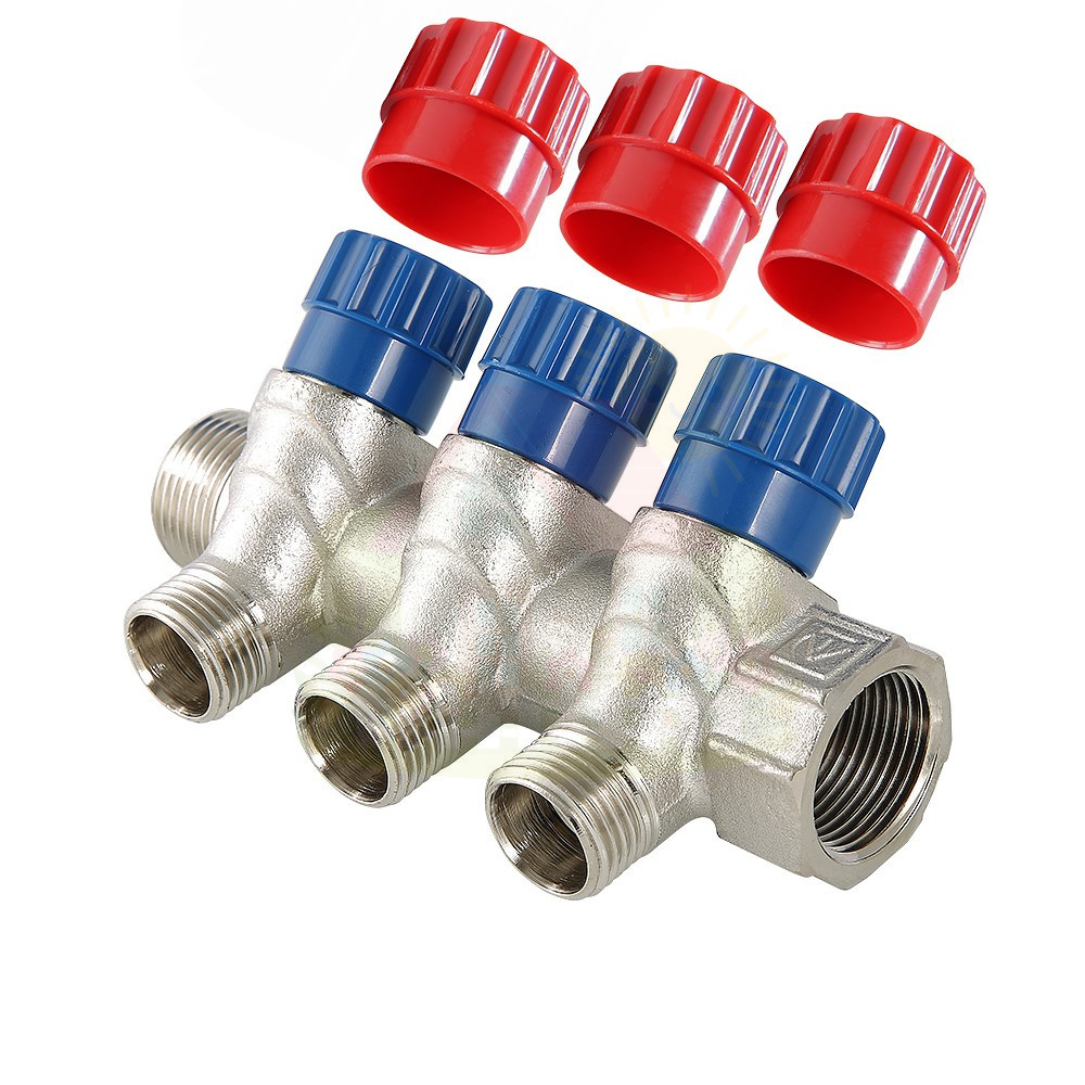 Инженерная сантехника Коллектор Valtec для воды евроконус 1/2"х 3/4" на 3 выхода арт.VTc.560.N.0503 — детальное фото