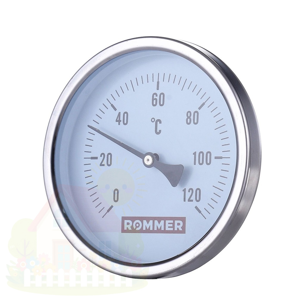 Купить Термометр биметаллический Rommer 100 мм 1/2" с гильзой 100 мм — фото товара в каталоге