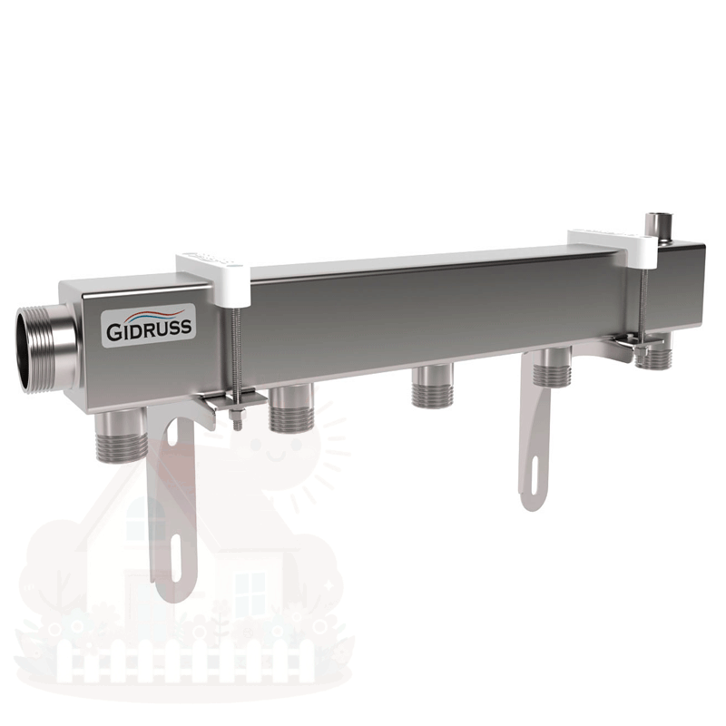 Купить Коллектор распределительный нержавеющий Gidruss DMSS-32-25х5 1 1/4" 5 контуров — фото товара в каталоге