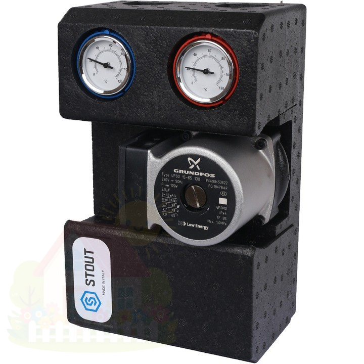 Купить Насосная группа Stout с прямым контуром 3/4" с насосом Grundfos UPSO 15-65 130 SDG-0001-002002 — фото товара в каталоге