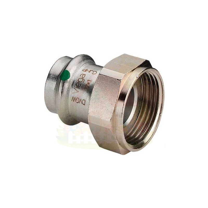 Инженерная сантехника Переходник с накидной гайкой Viega Sanpress Inox 15х1/2" из нержавейки (арт. 437572) серия 2363 — детальное фото