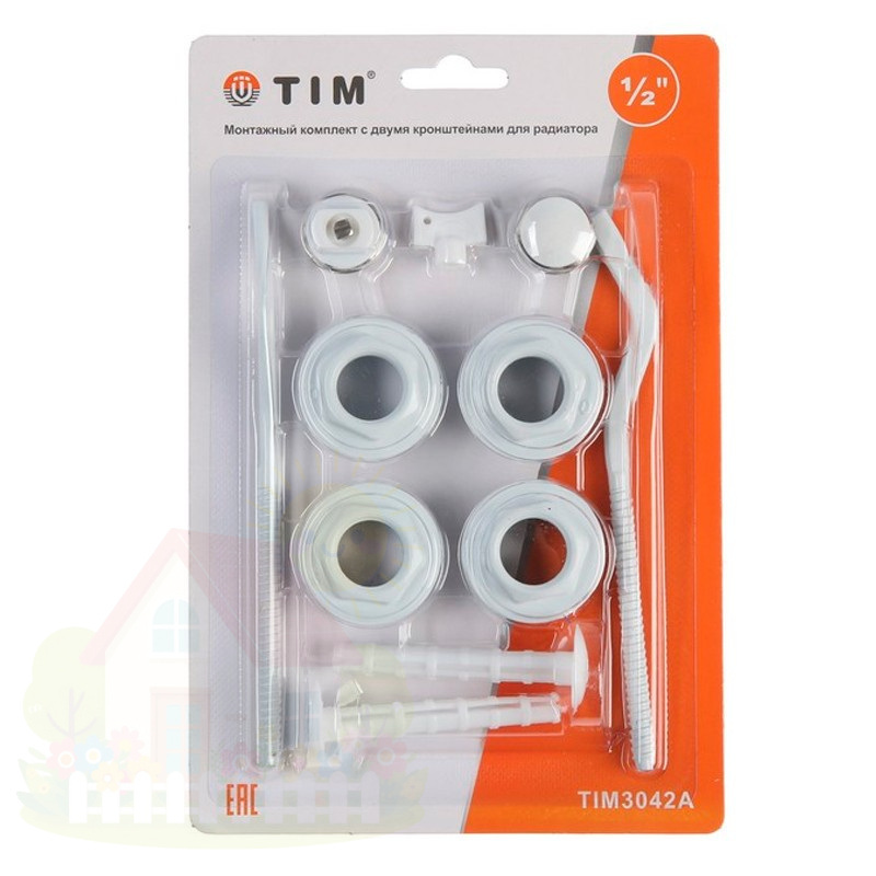 Купить Набор пробок для подключения радиатора TIM 3/4" с 2 кронштейнами (11 предметов) — фото товара в каталоге